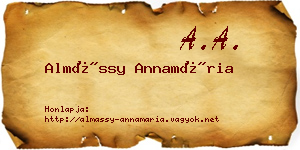 Almássy Annamária névjegykártya